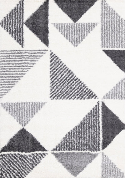 Fergus White Grey Placement Pattern Rug by Kalora Interiors - Devos Furniture Inc.