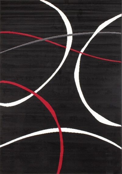 Fiona 5015_1945 Black White Red Swoop Carvings Area Rug by Novelle Home - Devos Furniture Inc.