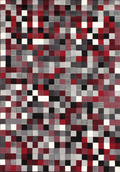 Fiona 700669_11944 Red Grey Black Tiny Blocks Rug by Novelle Home - Devos Furniture Inc.