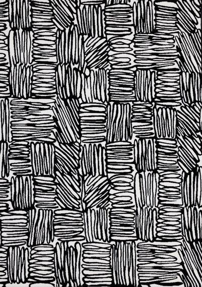 Ice White Black Geo-Doodles Rug by Kalora Interiors - Devos Furniture Inc.