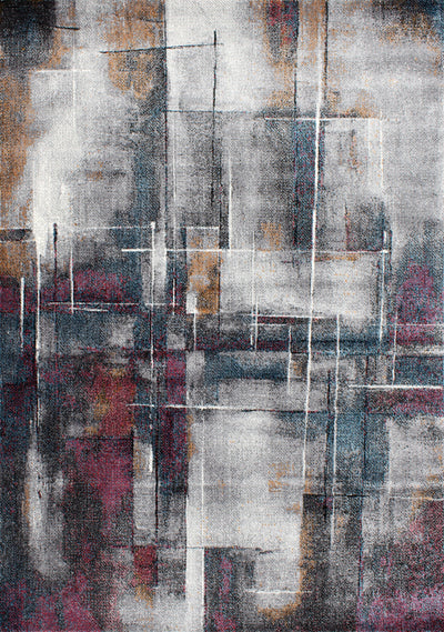 Kyla 11023_192 Grey Blue Red Abstract Paint Area Rug by Novelle Home - Devos Furniture Inc.