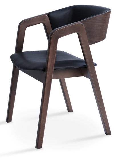Myndos - Arm Chair with Black PPM Seat and Beechwood Walnut Base by BNT sohoConcept - Devos Furniture Inc.