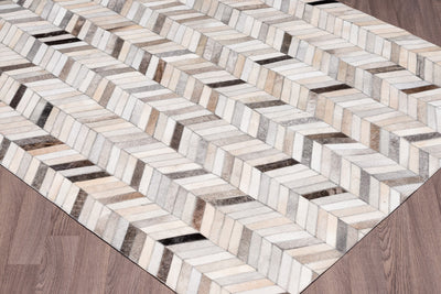 Pampas PAM-5901GRY Handmade Leather Grey Chevron Area Rug By Viana Inc - Devos Furniture Inc.