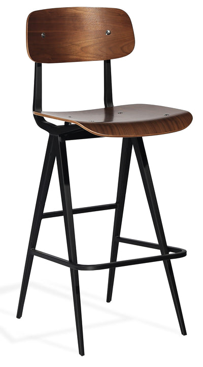 Perla - Stool with Walnut Finished Wood Seat and Black Powdered Metal Base by BNT sohoConcept - Devos Furniture Inc.