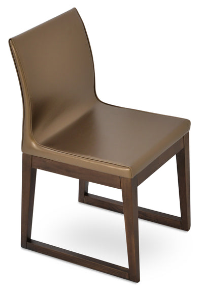 Polo - Wood Sled Chair with Gold PPM Seat and Solid Beech Walnut Finished Base by BNT sohoConcept - Devos Furniture Inc.
