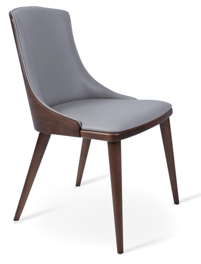 Romano - W Dining Chair with Bone PPM Seat and Beech Walnut Finished Base by BNT sohoConcept - Devos Furniture Inc.
