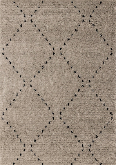 Rondo Beige Black Diamond Stitch Shag Rug by Kalora Interiors - Devos Furniture Inc.