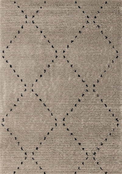 Rondo Beige Black Diamond Stitch Shag Rug by Kalora Interiors - Devos Furniture Inc.