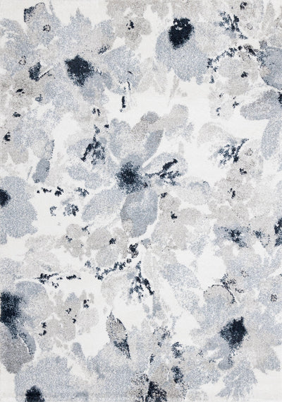 Sable Grey Cream Blue Floral Pattern Rug by Kalora Interiors - Devos Furniture Inc.