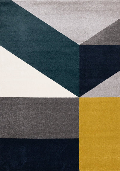 Safi Grey Blue Large Geometry Rug by Kalora Interiors - Devos Furniture Inc.