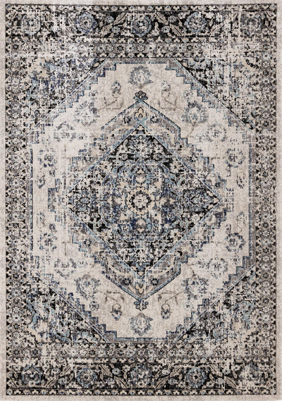 Sara Grey Blue Faded Border Rug by Kalora Interiors - Devos Furniture Inc.