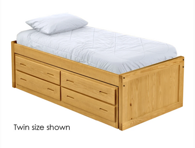 Captain's Bed with 4 Drawer Unit, Full, 26" Headboard and Footboard, By Crate Designs. 4410, 4410Q. - Devos Furniture Inc.