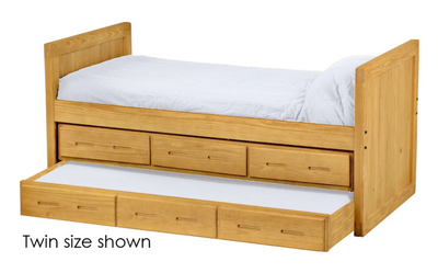 Captain's Day Bed with Drawers and Trundle, Full, 39" Headboard and Footboard By Crate Designs. 4412 - Devos Furniture Inc.