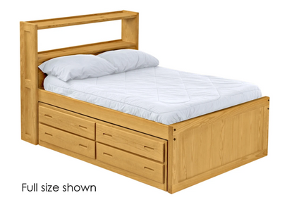 Captain's Bookcase Bed with Drawers, Full, By Crate Designs. 4455 - Devos Furniture Inc.