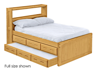 Captain's Bookcase Bed with Drawers and Trundle Bed, Queen, By Crate Designs. 4555 - Devos Furniture Inc.