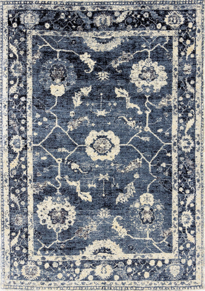 Sidra Distressed Blue Cream Border Rug by Kalora Interiors - Devos Furniture Inc.