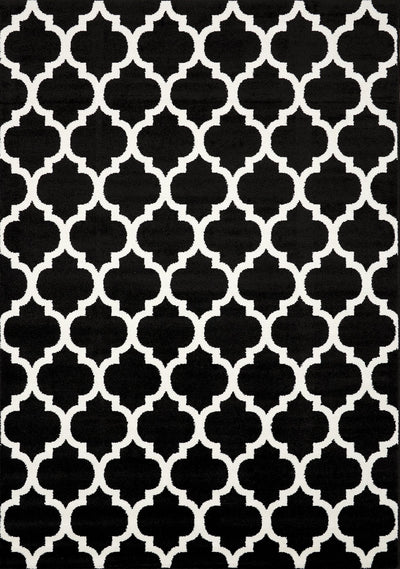 Siecle 16106_80 Black Cream Ogee Pattern Area Rug by Novelle Home - Devos Furniture Inc.