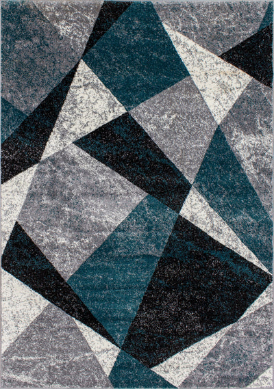 Siecle 16426_139 Grey Teal Triangles Area Rug by Novelle Home - Devos Furniture Inc.