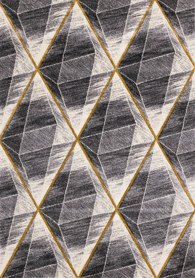 Soho Grey White Yellow Shaded Diamonds Rug by Kalora Interiors - Devos Furniture Inc.