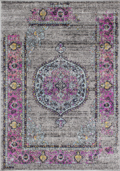 Sovereign B239_0929 Pink Border Blue Orb Oriental Style Area Rug by Novelle Home - Devos Furniture Inc.