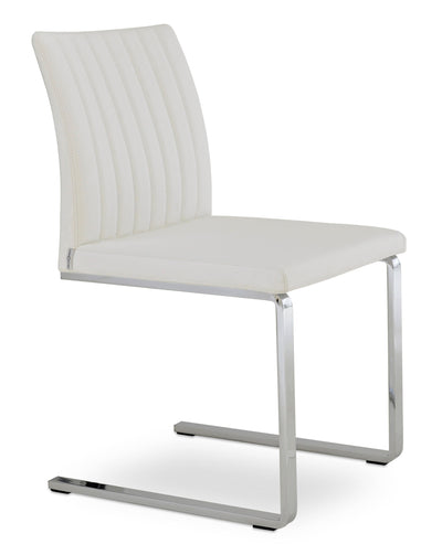 Zeyno - Flat Chair with White Leatherette Seat and Chrome Base by BNT sohoConcept - Devos Furniture Inc.
