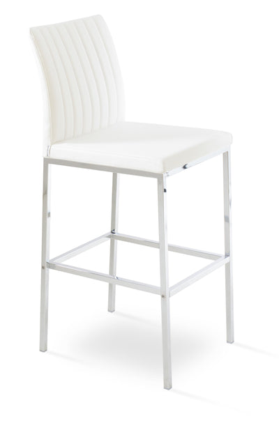 Zeyno - Metal Stool with White Leatherette Seat and Chrome Metal Base by BNT sohoConcept - Devos Furniture Inc.