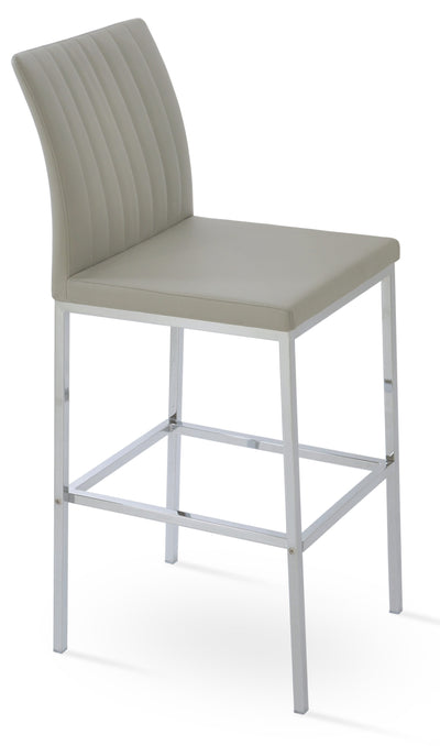 Zeyno - Metal Stool with Light Grey Leatherette Seat and Chrome Metal Base by BNT sohoConcept - Devos Furniture Inc.