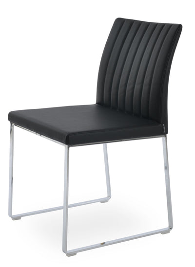 Zeyno - Sled Chair with Black Leatherette Seat and Stainless Steel Base by BNT sohoConcept - Devos Furniture Inc.