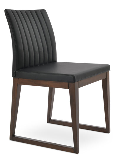 Zeyno - Sled Chair with Black Leatherette Seat and Beech Walnut Finished Wood Base by BNT sohoConcept - Devos Furniture Inc.