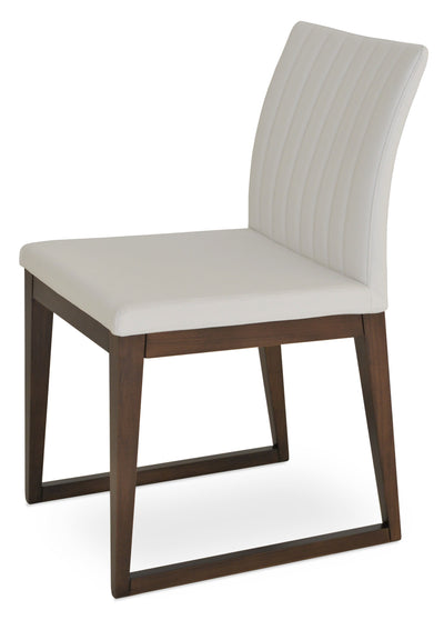 Zeyno - Sled Chair with White Leatherette Seat and Beech Walnut Finished Wood Base by BNT sohoConcept - Devos Furniture Inc.