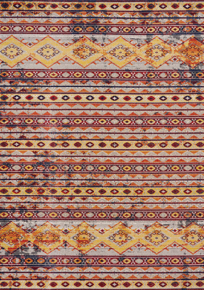 Sara Red Orange Yellow Southwestern Stripe Rug by Kalora Interiors - Devos Furniture Inc.