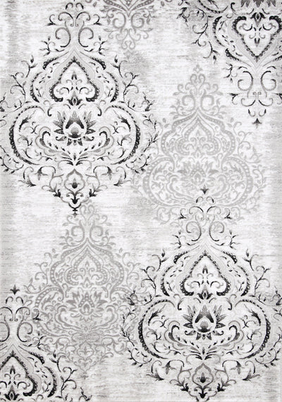 Platinum Venetian Silver Damask Rug by Kalora Interiors - Devos Furniture Inc.