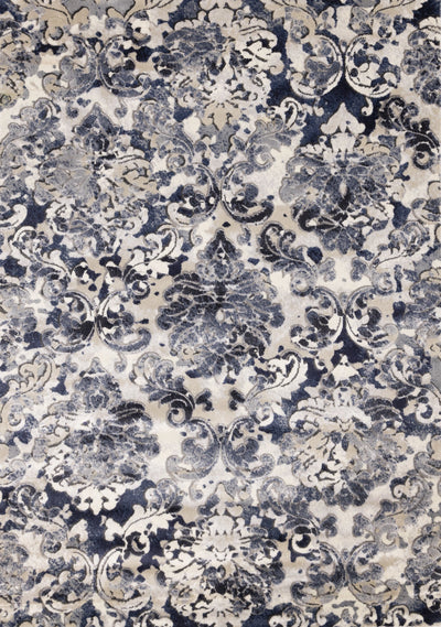 Alida Grey Blue Damask Rug by Kalora Interiors - Devos Furniture Inc.