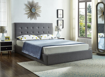 IF-5445-60 Grey Linen Queen Storage Bed with Hydraulic Lift - Devos Furniture Inc.