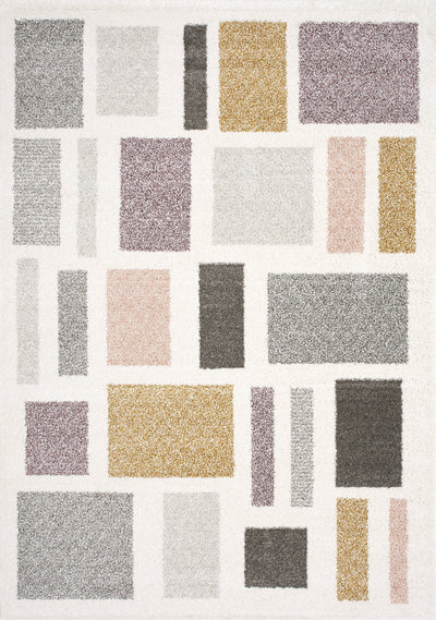 Sable Cream Purple Yellow Blocks Rug by Kalora Interiors - Devos Furniture Inc.