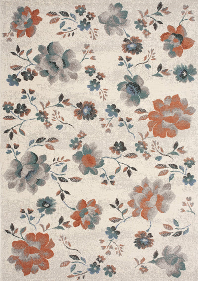 Safi Cream Grey Orange Floral Toile Rug by Kalora Interiors - Devos Furniture Inc.