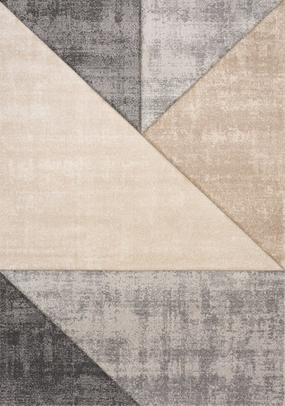 Folio Grey Beige Carved Triangular Pattern Rug by Kalora Interiors - Devos Furniture Inc.