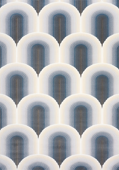 Ella Cream Blue Grey Ombre Geometric Plush Rug by Kalora Interiors - Devos Furniture Inc.