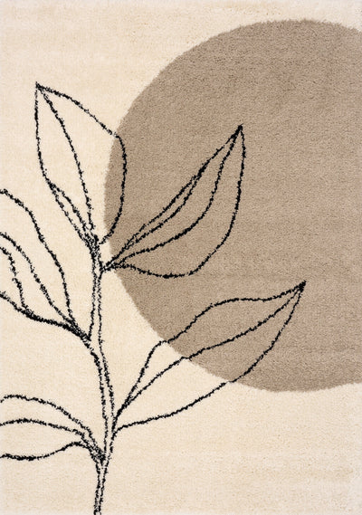 Maroq Cream Brown Grey Sprouting Vine Shag Rug by Kalora Interiors - Devos Furniture Inc.