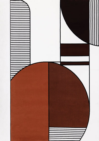 Claro White Black Orange Art Deco Geometric Plush Rug by Kalora Interiors - Devos Furniture Inc.