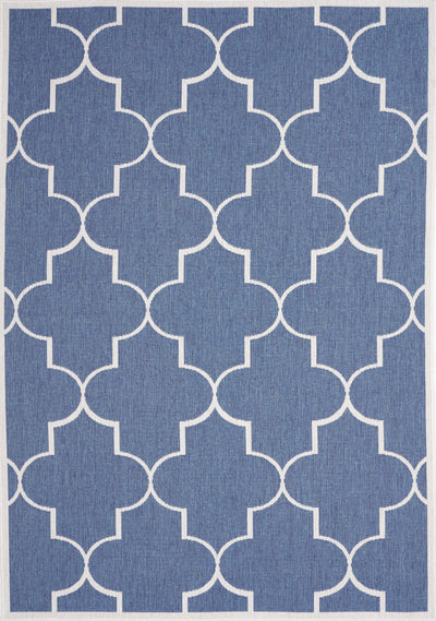 Bristol Blue White Outdoor Reversible Geometric Rug by Kalora Interiors - Devos Furniture Inc.