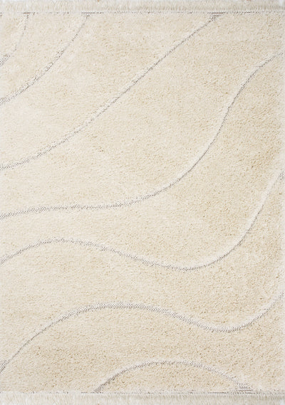 Novato Cream Curves Shag Rug by Kalora Interiors - Devos Furniture Inc.