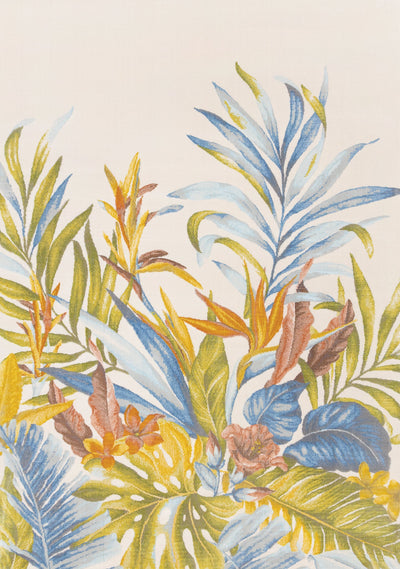 Belle Blue Pink Yellow Green Tropical Plant Rug by Kalora Interiors - Devos Furniture Inc.