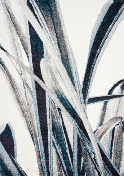 Sable Cream Blue Grey Botanical Frieze Rug by Kalora Interiors - Devos Furniture Inc.