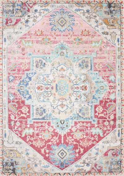 Fresco Cream Pink Yellow Blue Large Medallion Rug by Kalora Interiors - Devos Furniture Inc.