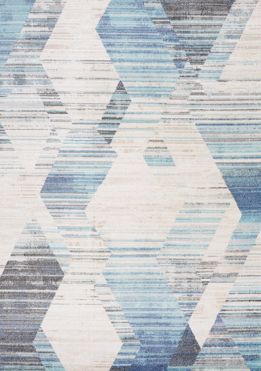 Fresco Cream Blue Grey Distressed Diamond Pattern Rug by Kalora ...