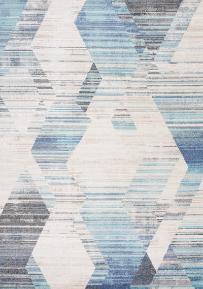 Fresco Cream Blue Grey Distressed Diamond Pattern Rug by Kalora Interiors - Devos Furniture Inc.