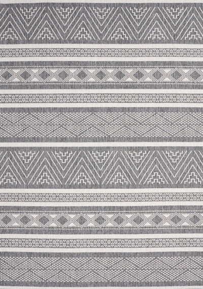 Bristol Reversible Grey White Striped Pattern Outdoor Rug by Kalora Interiors - Devos Furniture Inc.