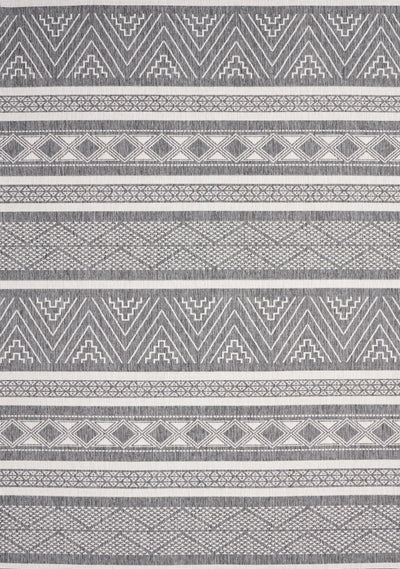Bristol Reversible Grey White Striped Pattern Outdoor Rug by Kalora Interiors - Devos Furniture Inc.