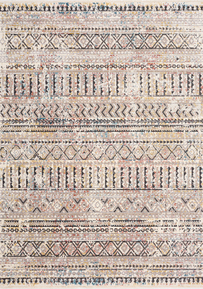 Evora Grey Cream Blue Yellow Pink Tribal Inspired Plush Rug by Kalora Interiors - Devos Furniture Inc.